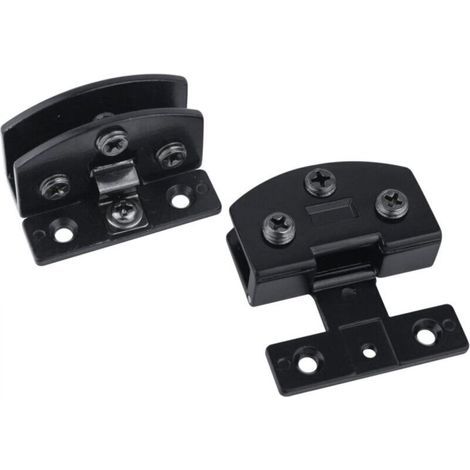Scharniere für Glasschranktüren, 2er-Set, 90-Grad-Winkel, rahmenlos, geeignet für Schränke, Vitrinen, Flaschenregale, Weinregale, schwarz. (1/5)
