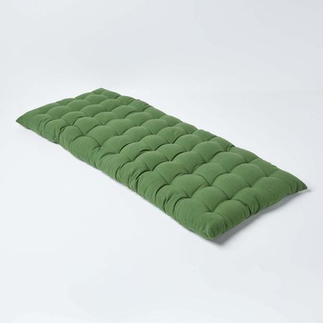 HOMESCAPES Dark Olive Bench Cushion, Two Seater (1/5)