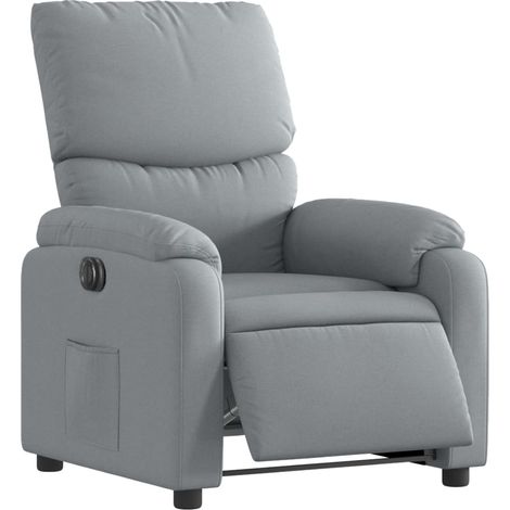 Poltrona relax porta TV con comodissima funzione reclinabile elettrica in tessuto grigio chiaro DEC028314