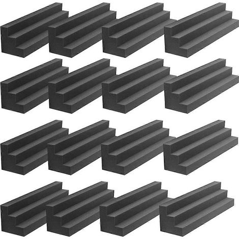 Lot de 16 panneaux de mousse acoustique, piège à basses acoustiques d'angle, mousse absorbant le son pour studio, maison ou cinéma. (1/5)
