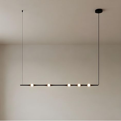 LedsC4 Dew - Lámpara Colgante de Techo LED 13W y 782lm con Luz Cálida 2700K. Diámetro 4.3cm. Estructura de Aluminio. Color Negro