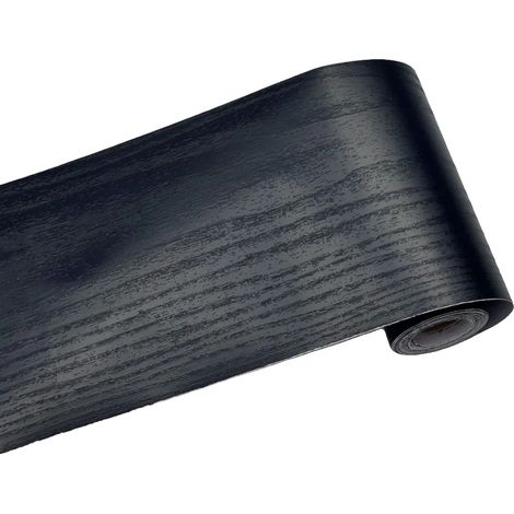 Adesivo decorativo per cornice della porta, materiale effetto legno, versatile, Nero Legno-a, 5 m x 20 cm (1/2)