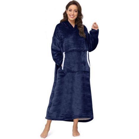 Plaid Pull Capuche - Couverture Flanelle Polyester 120 x 73,66 cm avec Capuchon Oversize et Poche - Pour Homme et Femme - 1 Pièce (1/5)