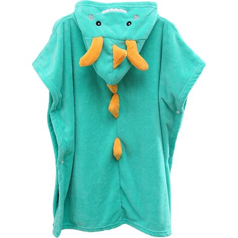 Telo mare con cappuccio a forma di dinosauro per bambini, in pile di corallo (1/2)
