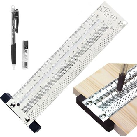 Règle Traçage de Type T Haute Précision, Inoxydable Equerre Menuisier 200mm, Outil de Travail du bois Mesure, Marquage, Traçage, Positionnement, Dessin pour Charpentier, Ingénieur (1/5)