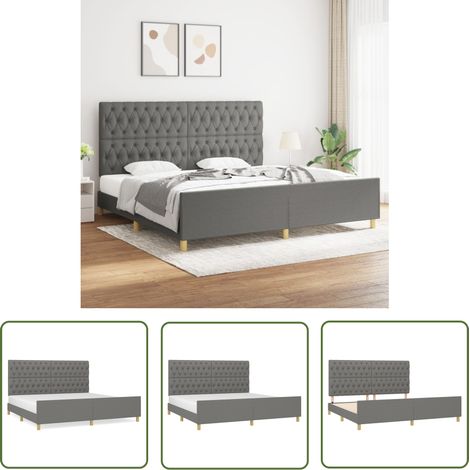 The Living Store Cadre de lit sans matelas avec tête de lit 200x200 cm tissu - Cadre De Lit - Lit Double - Tête De Lit Ajustable - Literie - Meubles De Chambre (1/5)