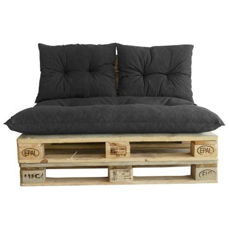 Kit palette classic - Matelas ardoise + 2 coussins dossier - JARDIN PRIVE (1/5)