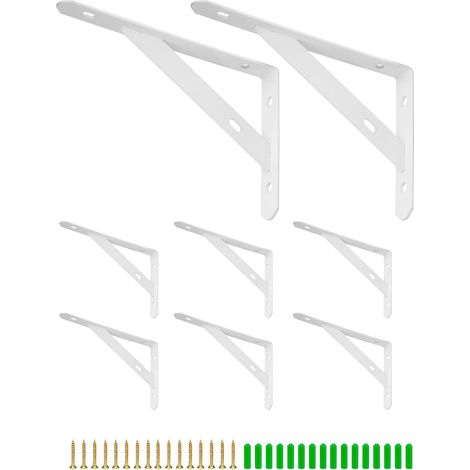 8 Pcs Shelf Brackets, Triangle Shelving Brackets, Wall Bracket for Shelf with Screw Accessories, 150 95 16mm, White (1/5)