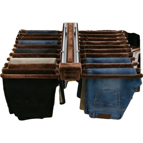 Percha retráctil para pantalones, de aleación de aluminio y acero, capacidad de carga de 15 kg, diseño retráctil, rieles silenciosos y suaves, estructura que ahorra espacio. (1/5)
