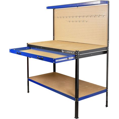 Forsage 120 cm Werkzeugwerkbank mit Schublade und Wandhalterung
