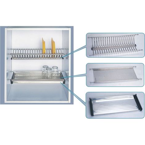 MENSOLA SCOLAPIATTI ACCIAIO INOX C/VASCH 56 CM (1/2)