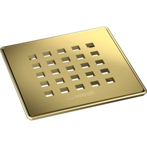 Wedi – Grille d’écoulement carrée 5.1 en inox massif pour siphon – Dimensions 115x115x5mm – Finition or métallique – 676800132 (1/3)
