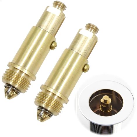 Bouchons vidange Pop-up Laiton pour lavabo Vanne Vis lavabo Laiton Click Clack Boulon Connecteur - 2 pcs Baignoire Bassin Bouchon Rechange avec Mouvement Ouvrant, Convient à la Plupart des Bouchons (1/5)