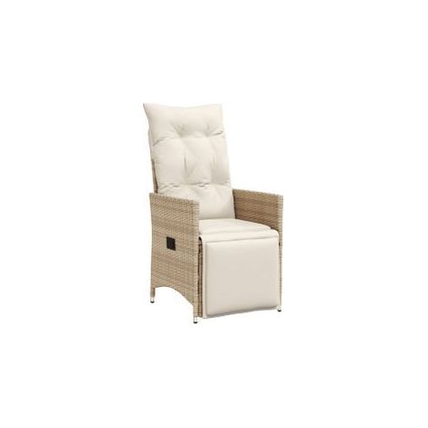 Chaise inclinable de jardin avec coussins beige résine tressée (1/5)