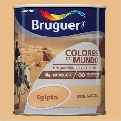Bruguer Colores del Mundo Pintura para paredes monocapa Egipto Ocre Natural 750 ml