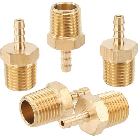 LTWFITTING Messing Fittings Anschluss 1/4" Außengewinde IG x 1/8"(3 mm) Schlauch (5 Stück) (1/4)