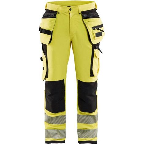 Pantaloni da lavoro ad alta visibilità artigianale stretch 4D 1997 - Giallo fluorescente/Nero L - FR(46) - SE(C52) - Norme (1/4)
