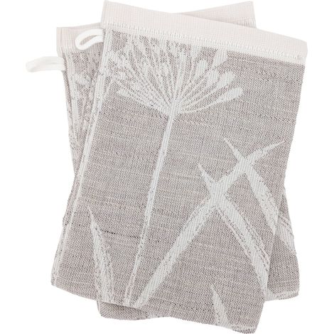 Lot de 2 gants de toilette coton 16x21 cm collection DRY DANDELION beige
