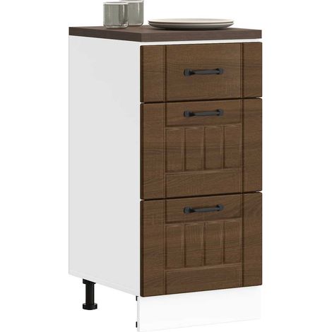 Küchen-Unterschrank Lucca Braun Eichen-Optik Holzwerkstoff
