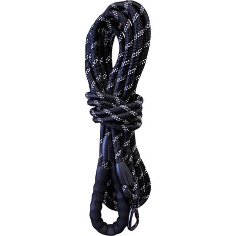 Longe réfléchissante en nylon 10m avec mousqueton de sécurité et poignée - Noir (1/5)
