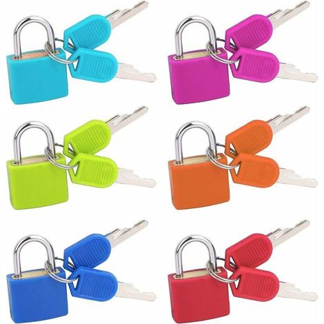 Mini Cadenas avec Clé, 6 Pièce Multicolore Petit Valise Cadenas Serrures à Bagages pour Valise, Diary, Sac de Voyage, Armoires de Classement, Boîte à Outils (1/5)