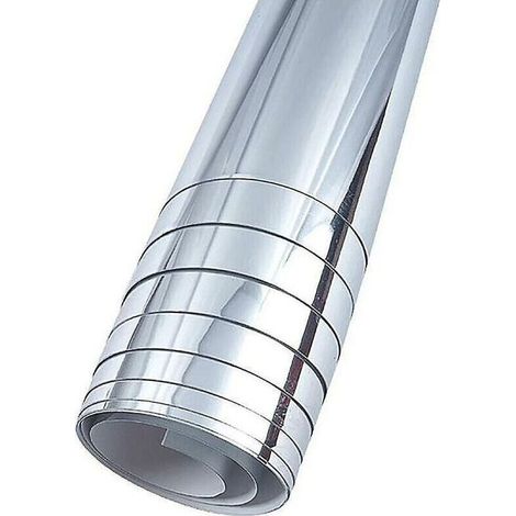 Feuille de miroir autocollante flexible 50 cm x 200 cm – Argent – Découpable pour décoration intérieure – Compatible surfaces lisses (1/4)