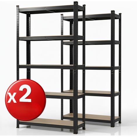 Floordirekt – Set de 2 étagères charges lourdes 150 x 75 x 30 cm – Charge max 175 kg par étagère – Panneaux d'aggloméré pour rangement professionnel