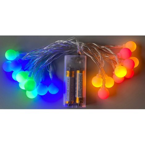 Guirlande lumineuse LED boules blanches mates effet ciel étoilé multicolore, décoration festive intérieure en acrylique. A2 (1/5)