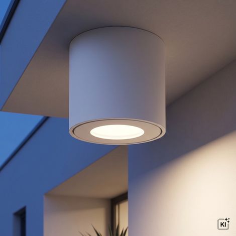 Deckenspot Aluminium Glas Ø 8 cm rund Aufputz IP54 Weiß GU10 Spot Lampe Decke Deckenleuchte (1/5)