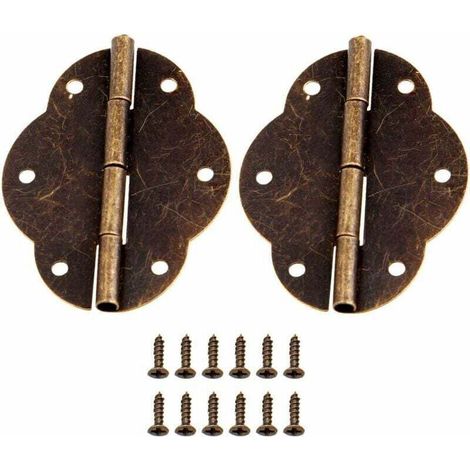cerniere antiche retrò con 12 viti per scatola di legno vintage, cassetta degli attrezzi, armadio, guardaroba, cofanetto portagioie, ferro bronzo antico, 56x42mm - Crezuo (1/4)