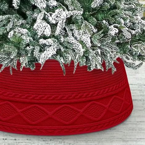 Support pour sapin de Noël, collerette tricotée de 71 cm (28 pouces), cache-pied de sapin artificiel avec anneau. (1/5)