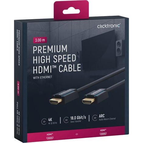 Clicktronic HDMI Kabel HighSpeed 3m, Ethernet 70304 (1/5)