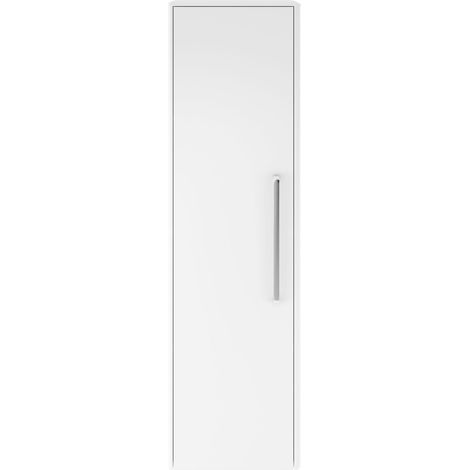 Balterley Croxden Contemporary Bathroom Wall Hung Single Soft Close Door Tall Storage Unit with 2 Shelves, Pure White, 1200 x 350 x 250mm