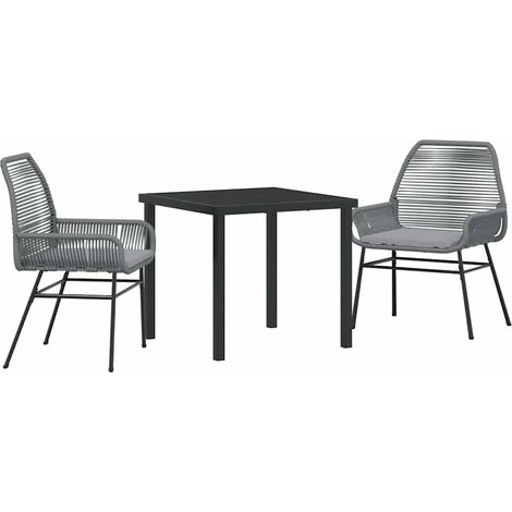 Garden Dining Set 3 pcs Grey Poly Rattan vidaXL (1/5)