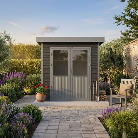Cobertizo de jardín de madera compuesta Onyx 22 - 4m² - Gris