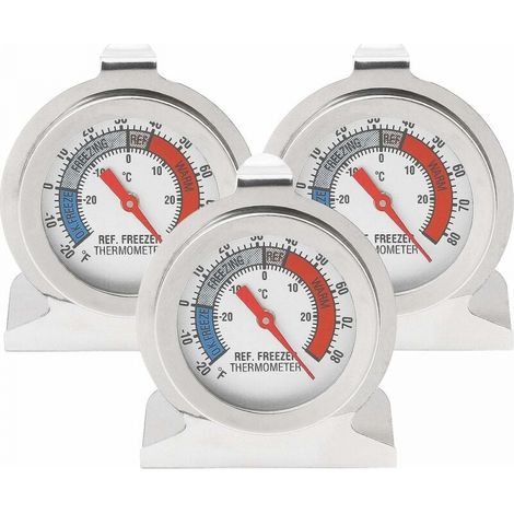 Paquet de 3 thermomètres de réfrigérateur, réfrigérateur de test, réfrigérateur, thermomètre de congélateur, petit thermomètre de précision rond (1/5)