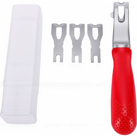 Kit de 4 lames de coupe et de soudage pour revêtements de sol et moquettes, avec poignée rouge. (1/5)