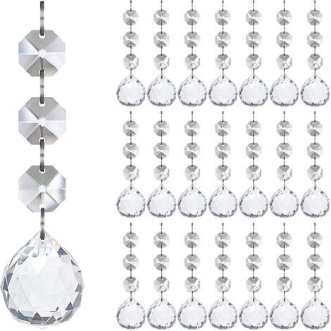 Prisme Cristal - 30 Pièces - Acrylique Transparent - Accroche Fenêtre ou Arbre de Noël - Fabrication Arc-en-Ciel - Décoration Intérieure