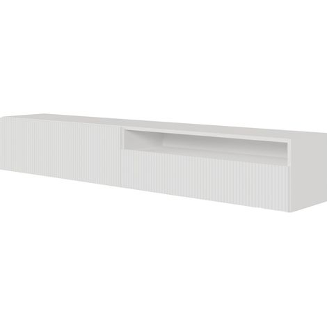 Selsey – Meuble TV suspendu 175 cm avec niche – Panneau stratifié blanc – Façade MDF – Design minimaliste – Pour salon moderne (1/5)