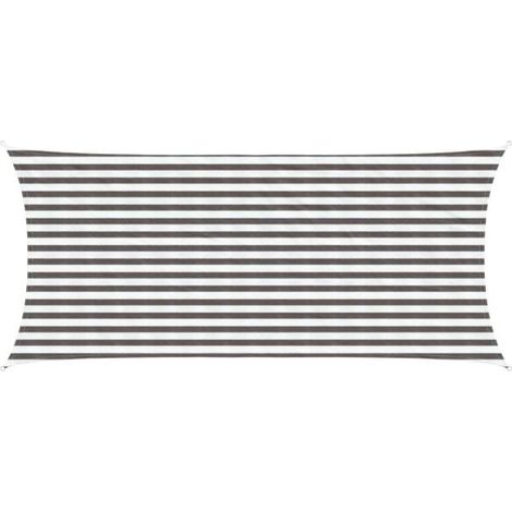 Voile d'ombrage gris clair et blanc 2 x 4 mètres en PEHD (1/5)