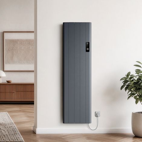 EMKE Radiateur à Convection en Aluminium 1500W, Radiateur Électrique Mural 160x45,4cm, Anthracite, Thermostat WiFi, Écran Tactile LCD, 4 Modes de Chauffage (1/5)