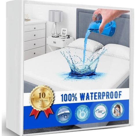 Protector De Matelas Full - Imperméable TPU - Doux En Coton Terry - Hauteur De Poche 14 À 18 Pouces - 54 x 75 Pouces - Blanc (1/5)