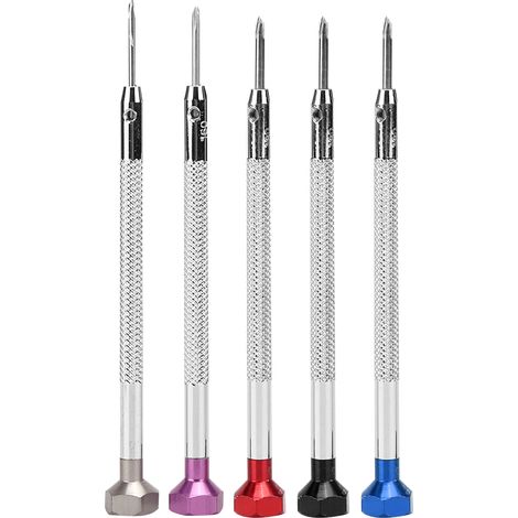 5 pièces Tournevis pour Montres en Acier Aluminium Fente Réparation Horlogerie (1.2-2.0mm) (1/5)