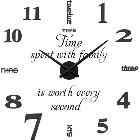 Horloge murale 3D à faire soi-même, autocollante pour bureau, salon ou chambre.