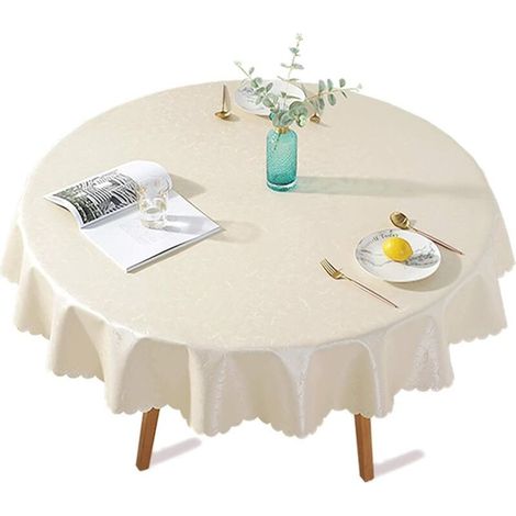 Memkey – Nappe ronde en plastique enduit 140 cm – Imperméable, anti-tache, anti-rayures – Design élégant fleurs pour pique-nique, extérieur (1/5)