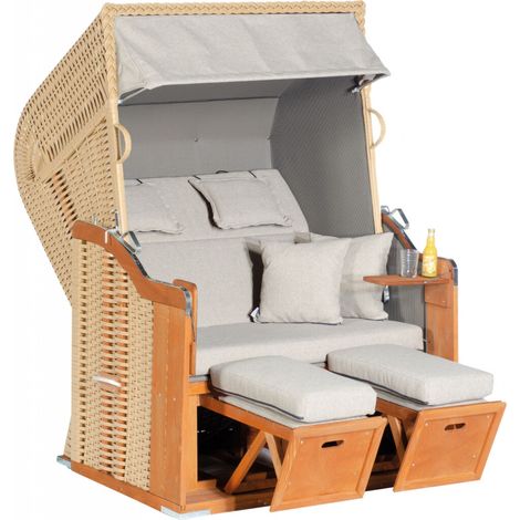 Strandkorb Rustikal 255 Plus 2-Sitzer KS-beige Stoff 1238 (1/5)
