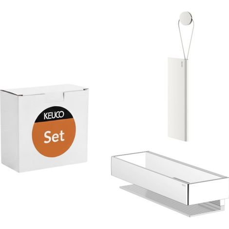 KEUCO Edition 11 Set Duschkorb, verchromt, zum Bohren (optional zum kleben) + Duschabzieher, weiß (1/5)