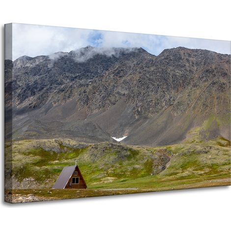 Leinwanddruck Naturhütte in den Bergen 90x60 cm