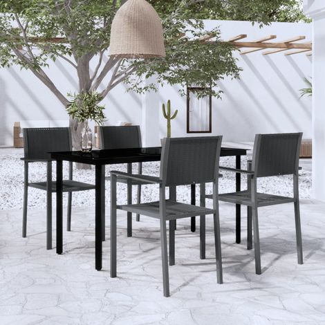 FIMEI Ensemble de salle à manger de jardin 5 pcs Noir (1/5)
