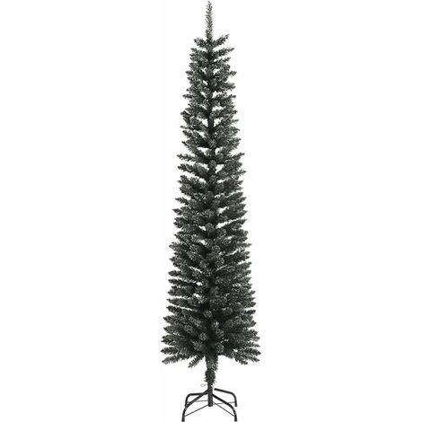 Albero di Natale Albero natalizio Albero festivo Artificiale Sottile con Base Verde 240 cm PVC (1/5)